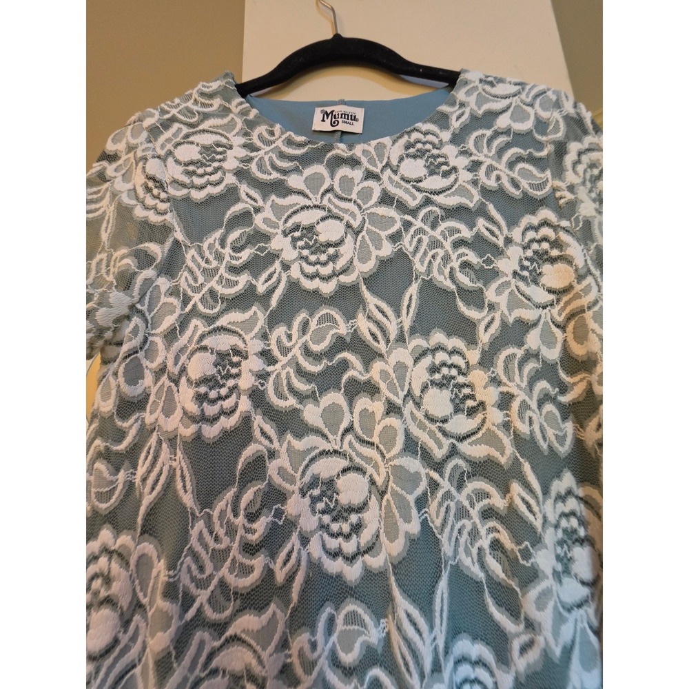 Show Me Your Mumu Blue White Floral Lace Shift Mini Dress Small RN133910 - Picture 4 of 9
